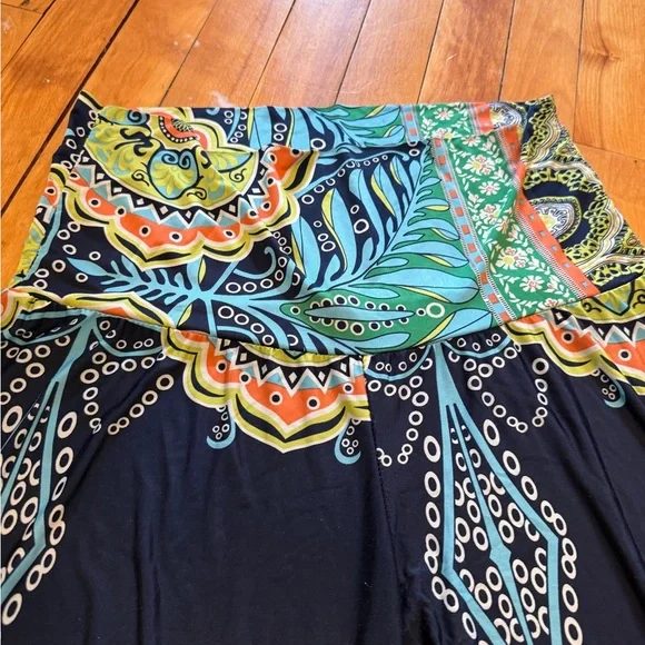 Boho Mandala Print Wide Leg Palazzo Pants - Navy & Multi - Picture 4 of 5